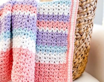Chenille Baby Blanket Crochet Pattern, Easy Baby Blanket Crochet Pattern, Beginner-Friendly, Video - Pastel Clouds Baby Blanket Pattern