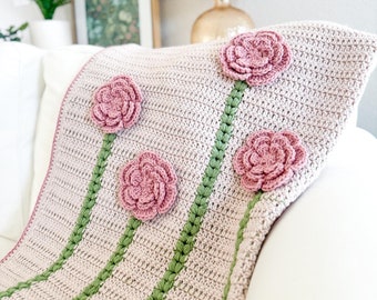 Crochet Flower Blanket, Spring Crochet Blanket, Daisy Crochet Blanket Pattern - Petal Parade Blanket by Daisy Cottage Designs