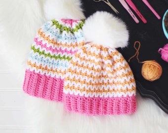 Bobble Beanie Crochet Pattern, Bobble Toboggan Crochet Pattern, Crochet Hat Pattern, Easy Crochet Hat Pattern