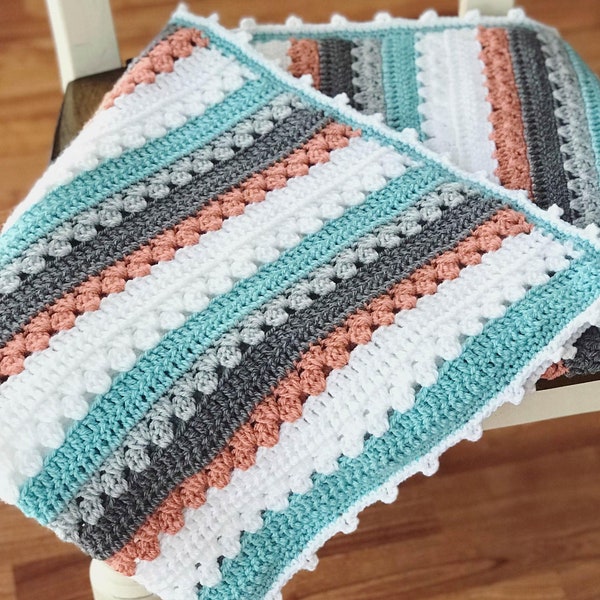 Crochet Pattern, Crocheting, Simple Crochet Blanket Pattern, Modern Crochet Blanket Pattern, Daisy Cottage Designs Crochet Patterns, Stripes