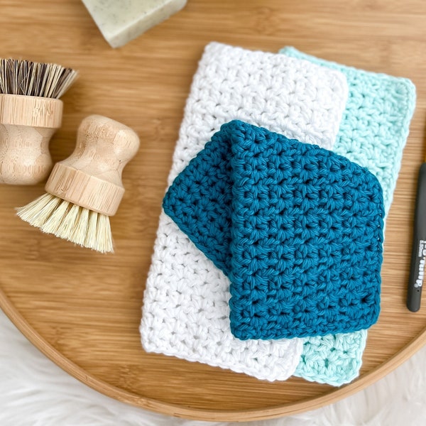 Crochet Washcloth Pattern, Dishcloth Crochet Pattern, Farmhouse Crochet, Crochet Tutorial, Crochet Pattern PDF - Pebble Beach Washcloth