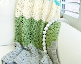 Easy Double Crochet Chevron Blanket Pattern, Simple Crochet Pattern, Quick Crochet Blanket