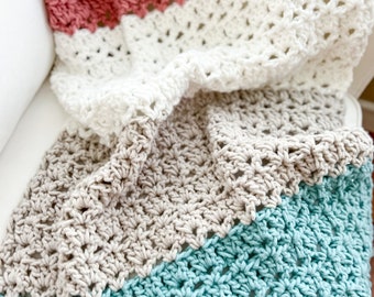 Quick Crochet Baby Blanket Pattern, Modern Crochet Blanket Pattern, Easy Crochet Blanket Pattern, Crochet Color Block Blanket Pattern