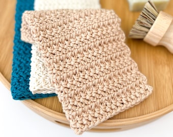 Herringbone Double Crochet Stitch Dishcloth, Easy Dishcloth Pattern, Washcloth Crochet Pattern, Kitchen Crochet Pattern