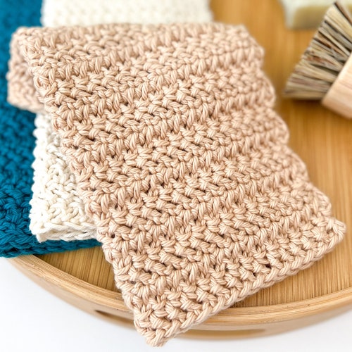 Herringbone Double Crochet Stitch Dishcloth Easy Dishcloth - Etsy