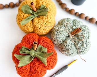 Farmhouse Pumpkin Crochet Pattern, Easy, Quick, Fall Pattern, Crochet Pumpkin Pattern