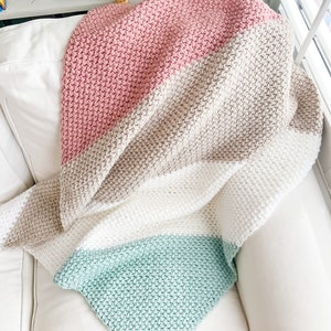 Corner to Corner Crochet Pattern, Color Block Crochet Blanket, C2C Crochet Pattern, Springtime Crochet Blanket - Sunrise Sorbet Blanket
