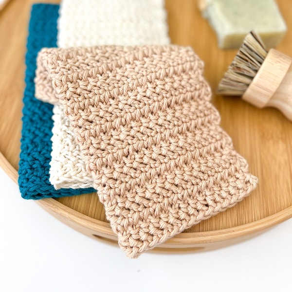 Herringbone Double Crochet Stitch Dishcloth, Easy Dishcloth Pattern, Washcloth Crochet Pattern, Kitchen Crochet Pattern