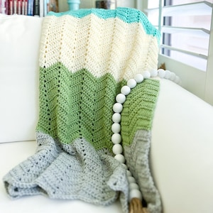 Easy Double Crochet Chevron Blanket Pattern, Simple Crochet Pattern, Quick Crochet Blanket