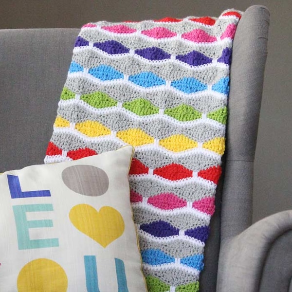 Crochet Blanket Pattern from Daisy Cottage Designs, Modern Crochet Blanket Pattern, Fun Crochet Blanket Pattern