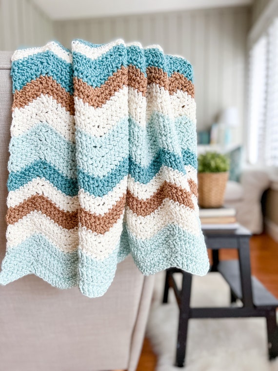 Zig Zag Crochet Blanket Pattern Chevron Crochet Blanket Etsy