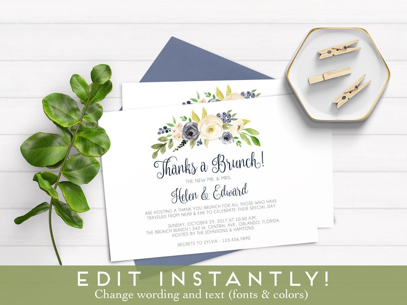 Thanks A Brunch Invitation Post Wedding Brunch Invitation Etsy