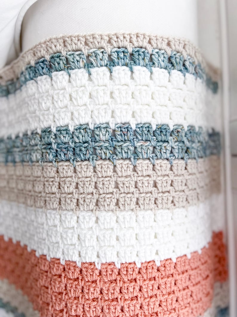 Easy Blanket Crochet Pattern, Block Stitch Crochet Throw Pattern, Easy Blanket Crochet Pattern Terracotta Shores Blanket Pattern image 9
