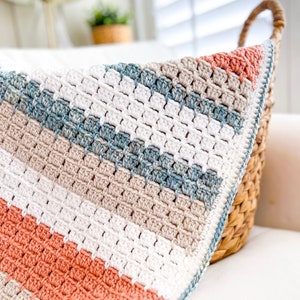 Easy Blanket Crochet Pattern, Block Stitch Crochet Throw Pattern, Easy Blanket Crochet Pattern Terracotta Shores Blanket Pattern image 5