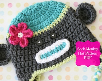 Modello scimmia calzino, modello cappello scimmia all'uncinetto, modello uncinetto - Permesso di vendita