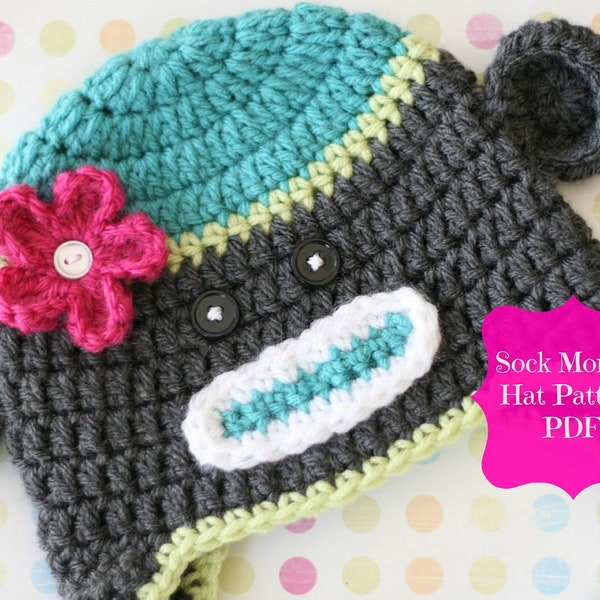 Sock Monkey Pattern, Crochet Monkey Hat Pattern, Crochet Pattern - Permission to Sell