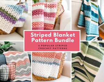6 Crochet Blanket Patterns, Easy Crochet Blanket Patterns, Blanket Patterns for Crochet - Daisy Cottage Designs Striped Blankets