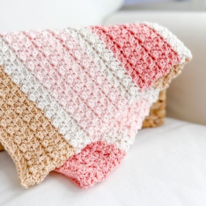 Baby Girl Blanket Crochet Pattern, Easy Crochet Blanket Pattern Baby, Easy Crochet Blanket for Beginners -Strawberry Cone Baby Blanket