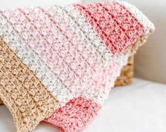 Baby Girl Blanket Crochet Pattern, Easy Crochet Blanket Pattern Baby, Easy Crochet Blanket for Beginners -Strawberry Cone Baby Blanket