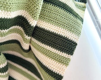 Easy Striped Blanket Crochet Pattern, HDC Crochet Throw Pattern, Easy Blanket Crochet Pattern - Summer Sage Crochet Pattern