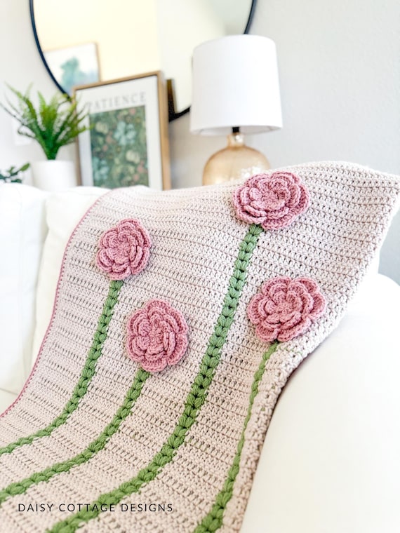 Crochet Flower Blanket, Spring Crochet Blanket, Daisy Crochet Blanket Pattern - Petal Parade Blanket by Daisy Cottage Designs