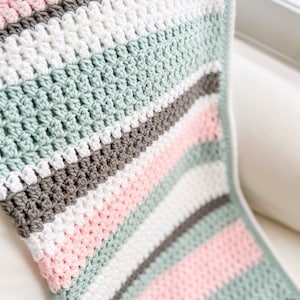 Double Crochet Cluster Stitch Blanket, Modern Crochet Blanket Pattern, Easy Crochet Blanket Pattern, Crochet Color Block Blanket Pattern image 2