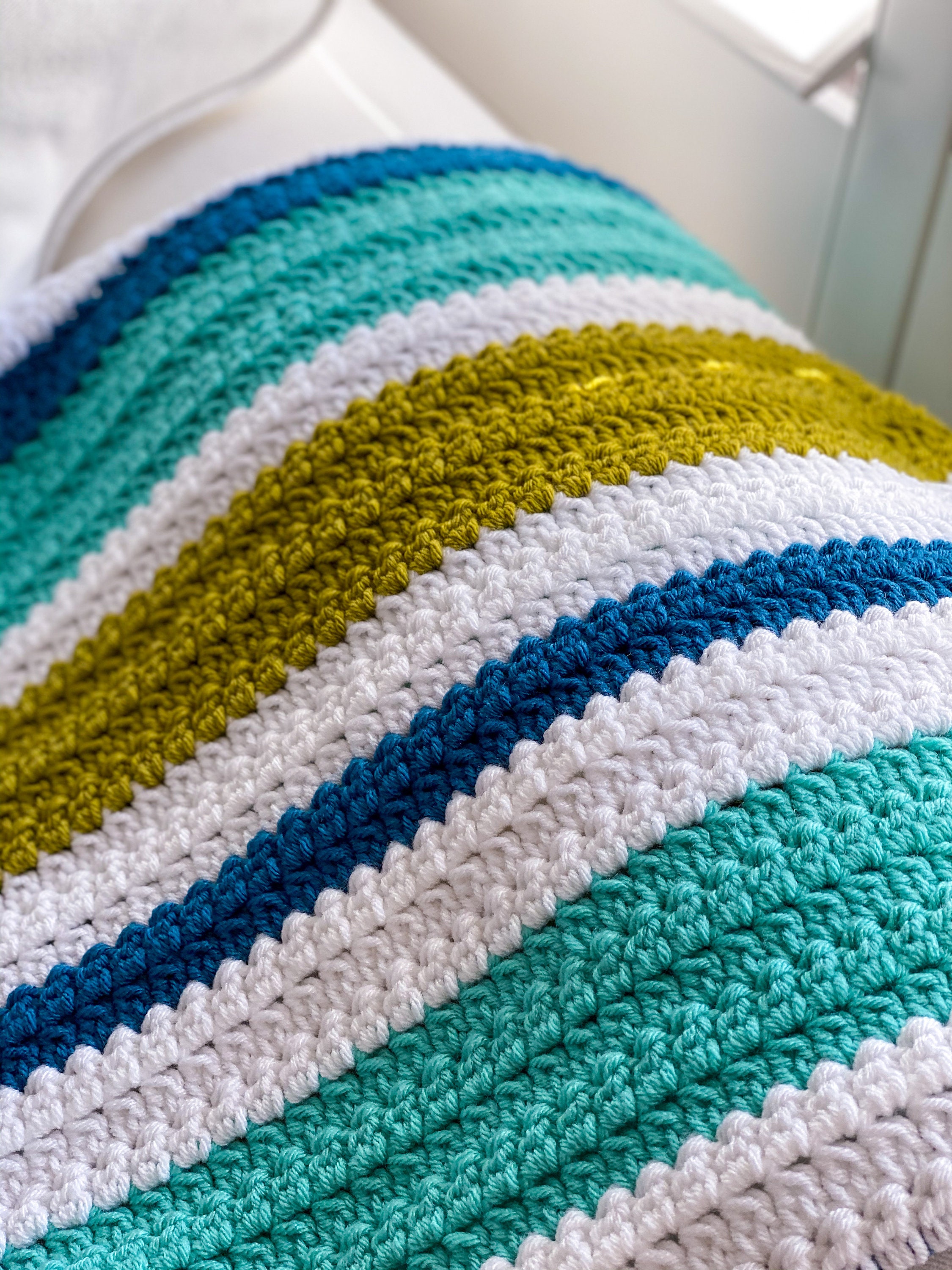 Textured Crochet Stitch Blanket: The Oceanside Throw - Daisy Cottage Designs