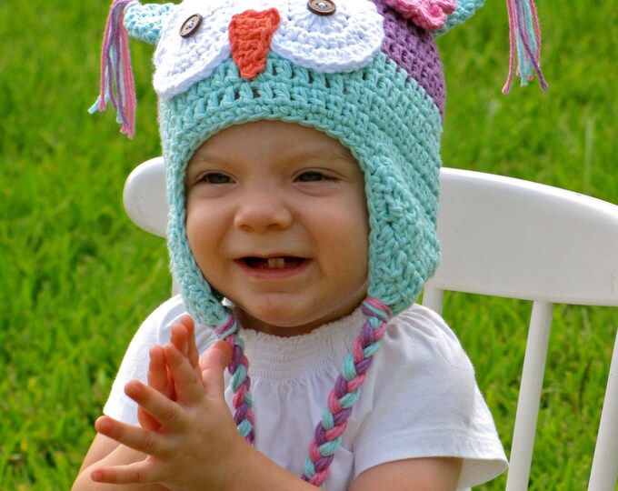 Purple Owl Hat Teal Owl Hat Girls Winter Hat Toddler Owl - Etsy