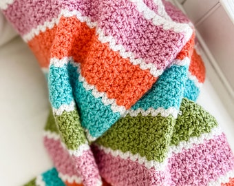 V Stitch Crochet Pattern, Cluster Stitch Crochet, Easy Crochet Blanket Pattern, Easy Crochet Blanket for Beginners, Crochet Blanket Tutorial