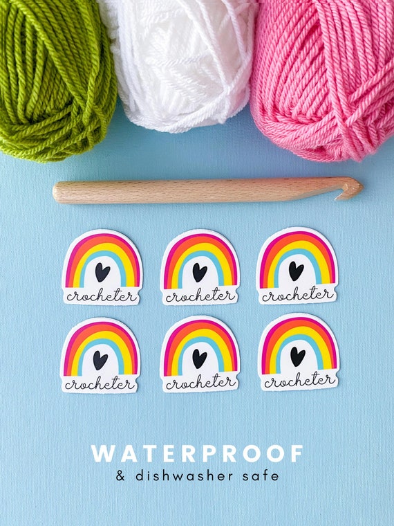 Gift for Crocheters, Gifts for Crafters, Crochet Sticker, Yarn Sticker,  Yarn Lover Sticker, Decal for Crocheters, Rainbow Crochet Sticker 