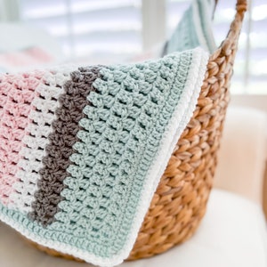 Double Crochet Cluster Stitch Blanket, Modern Crochet Blanket Pattern, Easy Crochet Blanket Pattern, Crochet Color Block Blanket Pattern image 10