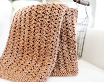 Easy Crochet Afghan Crochet Pattern, Simple Crochet Blanket Pattern, Modern Crochet Blanket Pattern - Caramel Comfort Throw Blanket
