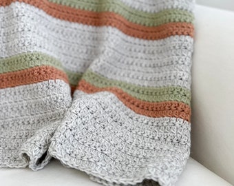 Fall Blanket Crochet Pattern, Easy Blanket Crochet Tutorial, Cluster Stitch Crochet Blanket, Autumn, Throw Blanket, Afghan - Pumpkin