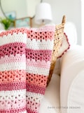 Beginner Striped Blanket Crochet Pattern, Easy Crochet Blanket Pattern, Crochet Throw, Baby Blanket - Raspberry Lattice Crochet Pattern