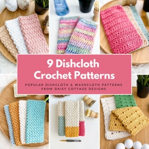 9 Crochet Dishcloth Patterns, Washcloth Crochet Patterns, Easy Crochet Patterns - Daisy Cottage Designs Best Sellers