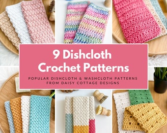 9 Crochet Dishcloth Patterns, Washcloth Crochet Patterns, Easy Crochet Patterns - Daisy Cottage Designs Best Sellers