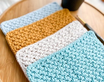 Crochet Washcloth Pattern, Dishcloth Crochet Pattern, Modern Crochet Pattern, Crochet Tutorial, Crochet Pattern PDF - Pebble Beach Washcloth
