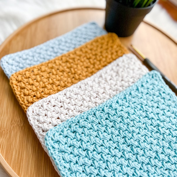 Crochet Washcloth Pattern, Dishcloth Crochet Pattern, Modern Crochet Pattern, Crochet Tutorial, Crochet Pattern PDF - Pebble Beach Washcloth