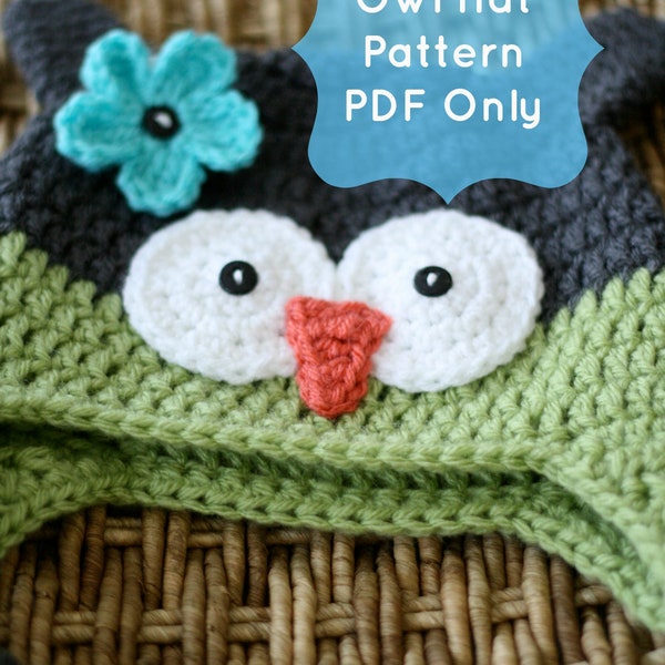 Owl Hat Pattern, Crochet Owl Hat Pattern, Crochet Pattern - Permission to Sell