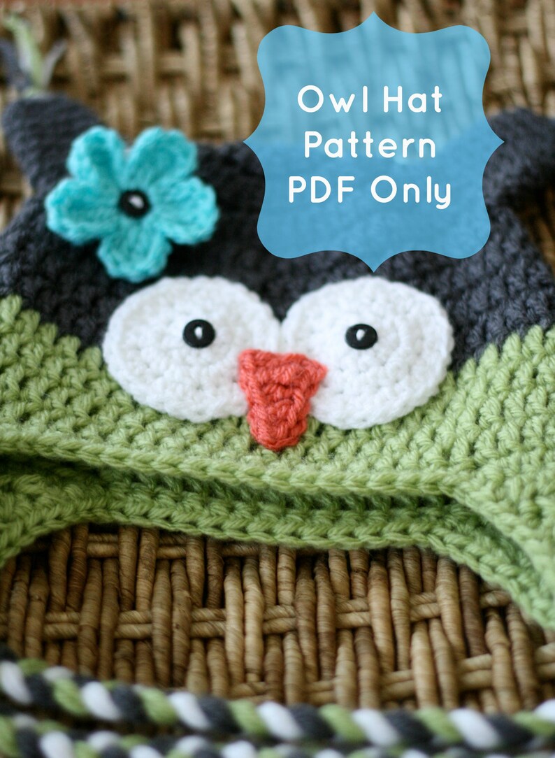 Owl Hat Pattern, Crochet Owl Hat Pattern, Crochet Pattern Permission to Sell image 1