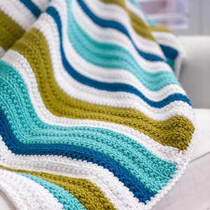 Getextureerd haaksteekdekenpatroon, Oceanside Throw haakpatroon, snel en eenvoudig haakpatroon, Daisy Cottage Designs haak