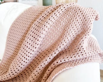 Lacy Crochet Blanket Pattern, Lacy Crochet Baby Blanket, Lacy Throw Crochet Pattern - Blush Breeze Pattern by Daisy Cottage Designs