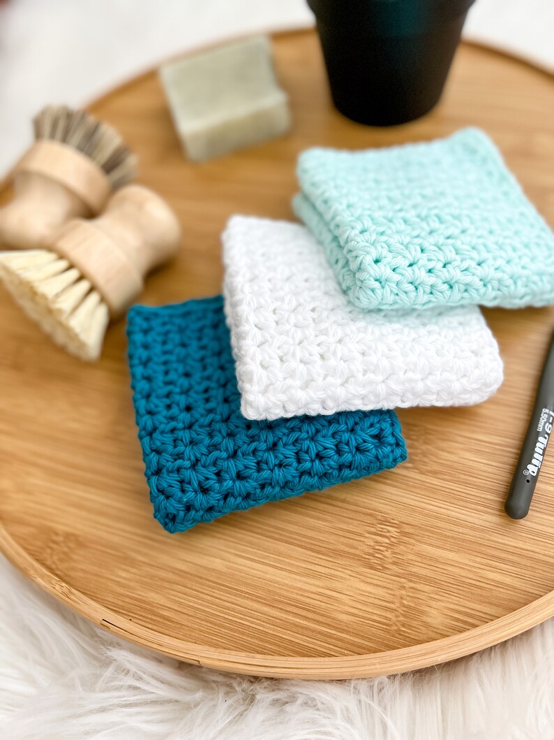 Crochet Washcloth Pattern, Dishcloth Crochet Pattern, Farmhouse Crochet, Crochet Tutorial, Crochet Pattern PDF Pebble Beach Washcloth image 5