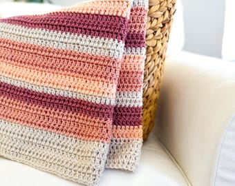 Simple Crochet Blanket Pattern for Beginners, Easy Crochet Pattern, Throw Blanket Crochet Pattern - Sierra Sunset Blanket Pattern