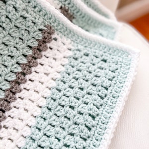 Double Crochet Cluster Stitch Blanket, Modern Crochet Blanket Pattern, Easy Crochet Blanket Pattern, Crochet Color Block Blanket Pattern image 3