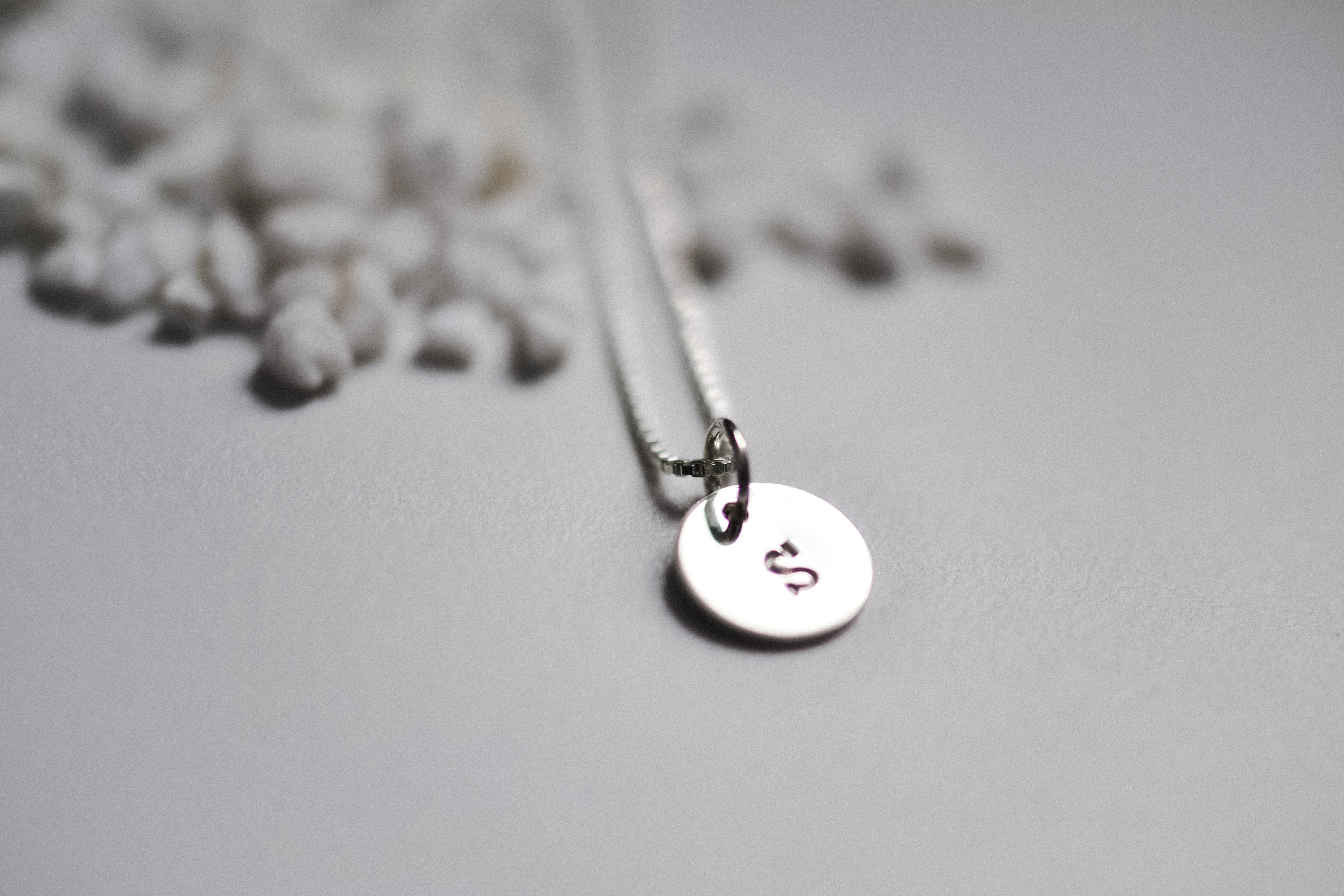 Stamped Initial Necklace Letter S 
