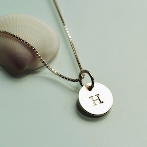 Silver Letter H Initial Disc Necklace Pendant