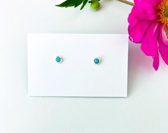 Turquoise Stud Earrings Sterling Silver