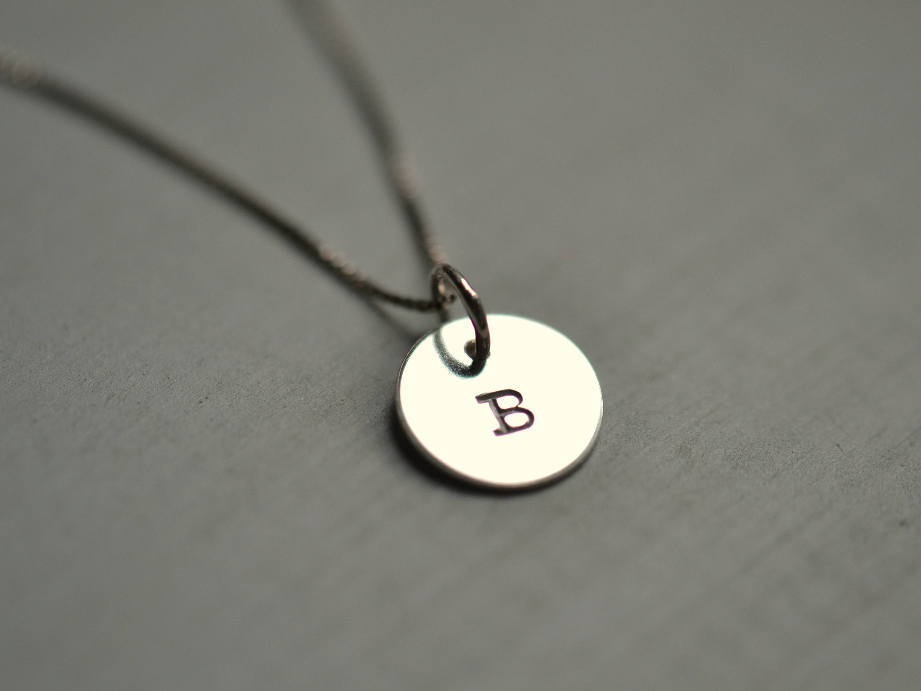 Letter B Monogram Necklace Silver 