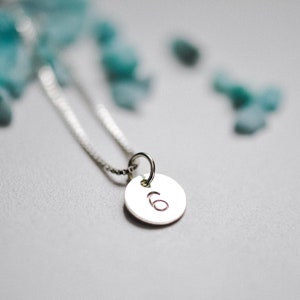Silver Number 6 necklace Anniversary gift Sunshine On Water